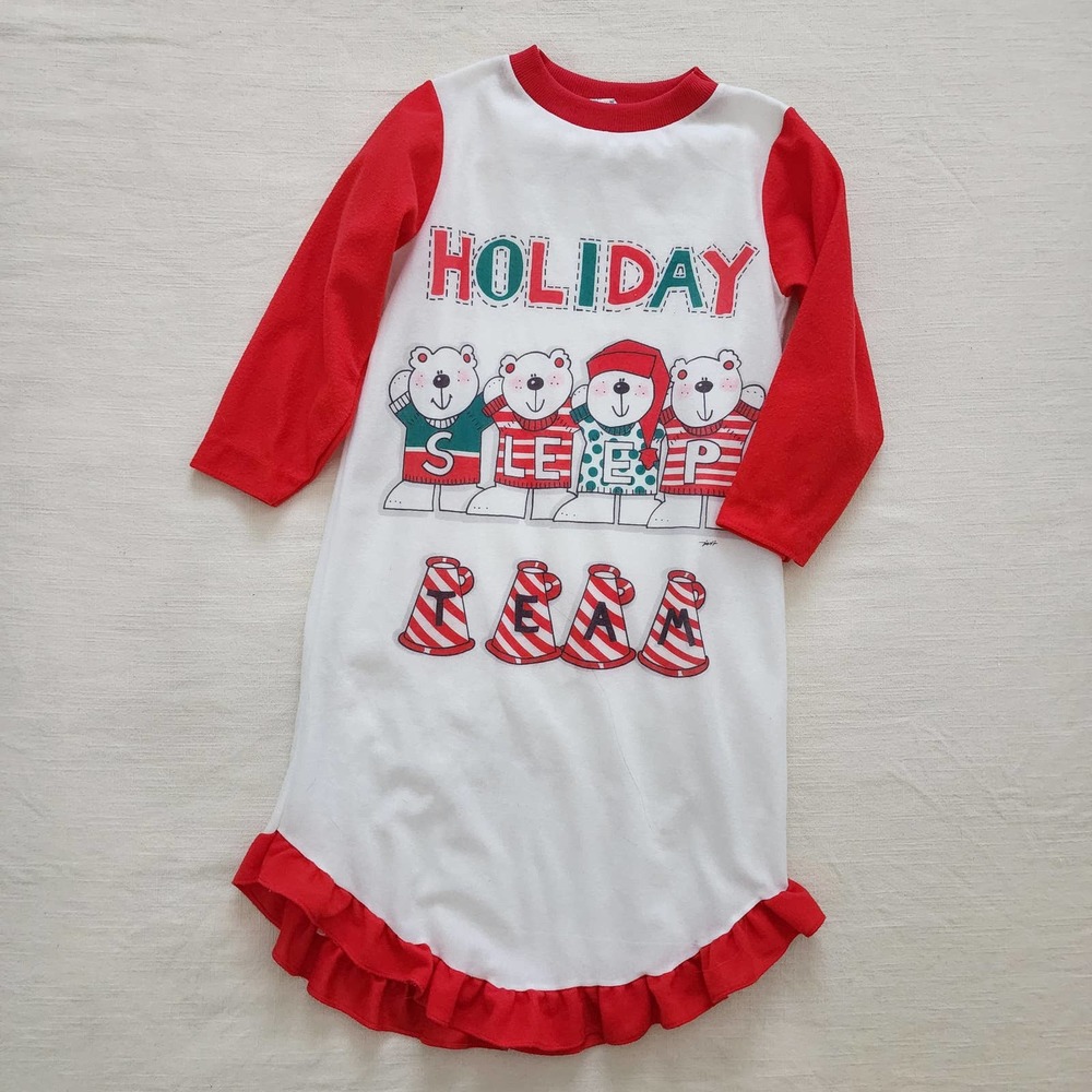 Vintage Holiday Bear Nightgown kids 6
